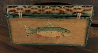 Vintage Antique Fishing Creel Basket Fisherman Trout & Fly Fishing