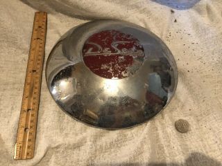 Rare Antique Car Hubcap Wheelcover Dog Dish 10 In.  Desoto 1937 1942 Red & Chrome