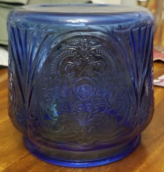 Vintage Hazel Atlas Blue Royal Lace Cookie Jar,  Rare Depression Glass 3