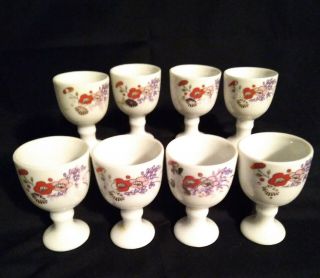 Vintage Egg Cups Porcelain Floral Design Set Of 8