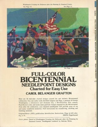 Bicentennial Needlepoint Designs Book 29 Patterns Dover Needlework Vtg 1970s C02