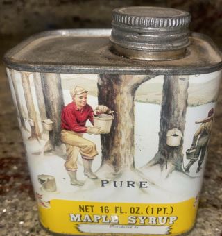 Vintage Maple Syrup Tin Can 1 Quart Purchased In Pa.  Syrup Still Good Not Open