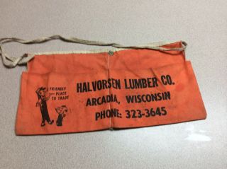 Vintage Canvas Adv Shop Nail aprons Halvorsen Lumber Co.  Arcadia Wisconsin 3