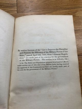 1865,  1871 York State Military code Regulations Books Antique HC 3