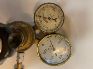 Antique Vintage Brass Meco,  Us Gauge Oxygen Gas Regulator Welding Gauge