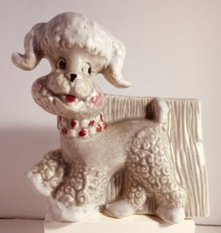 Vintage 1950s Ceramic Fashions French Poodle Dog Planter By Opco A - 2