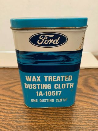 Vintage Ford Wax Treated Dusting Cloth Tin (empty = Tin Only,  No Cloth)