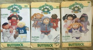 3 Vintage Cpk Cabbage Patch Kids Butterick Sewing Patterns 6827 6511 6934