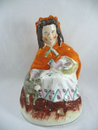 Antique Staffordshire 7 - 3/4 " Little Red Riding Hood Figurine