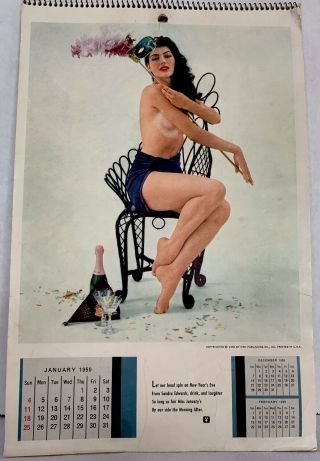 Vintage 1959 Playboy Calendar Jane Mansfield