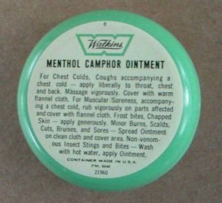 Vintage Watkins Menthol Camphor Ointment Tin 3