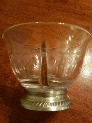 Antique Split Nut/candy Dish With Cut Glass And Sterling Silver Base