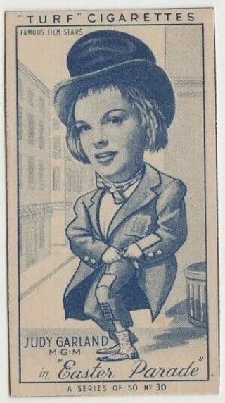 Judy Garland Vintage 1949 Carreras Turf Famous Film Stars Tobacco Card 30