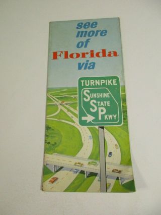 Vintage Florida Sunshine State Parkway Turnpike Travel Brochure Road Map Box 6