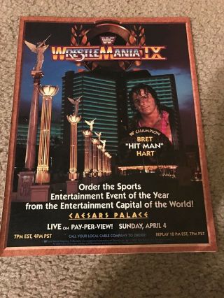 Vintage 1993 Wwf Wrestlemania Ix 9 Poster Print Ad Wwe Bret " Hit Man " Hart Rare