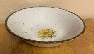 Vintage Otagiri Daisy Stoneware 7 1/8 " Bowl Mid Century Speckled Flower Japan