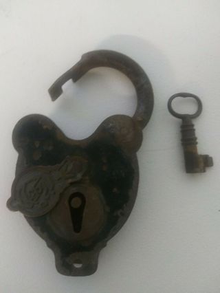 Iron Lock And Keys Old Vintage Antique 1800s Style Police Jailer Black