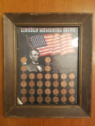 Vintage Lincoln Memorial Coins Set Framed - 1959 - 1972