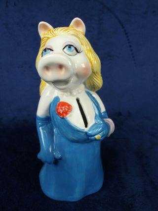 Vintage Sigma Japan Ceramic Hand Painted Miss Piggy Muppet Bank 8”