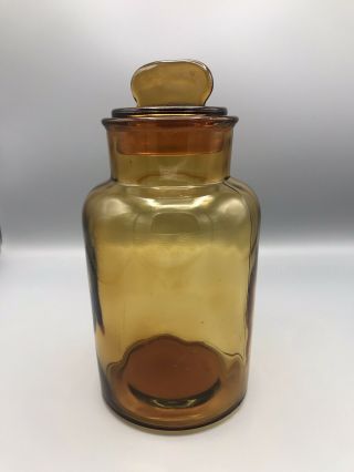 VTG MCM Amber Glass Apothecary Canister Storage Jar 3