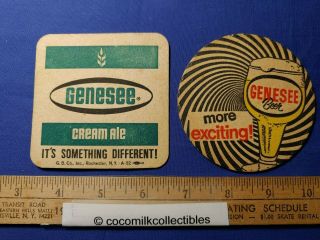 Two Vintage Genesee Beer Coasters More Exciting And Cream Ale Square And Round
