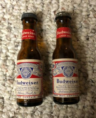 Vintage Budweiser Mini Beer Bottles Salt And Pepper Shaker Set