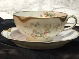 Antique Haviland Limoges - France - Porcelain Tea Cup - Saucer