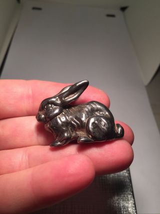 Vintage Bunny Rabbit Animal Figural Sterling Silver Brooch Pin