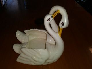 Vintage Ivory Courting Swans Planter Camark Usa Pottery 521 Guc No Chips