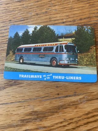 Vintage Advertising Pocket Wallet Calendar Card Carolina Trailways 1956 Bus