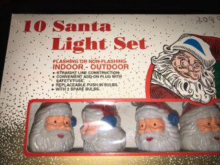 Vintage Santa Claus Light String Set - 10 Santa Lights - Gc