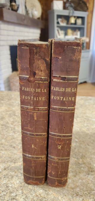 Fables De La Fontaine,  Tome 1&2,  1839,  Old Book,  Rare Book,  Antique Book,  Paris