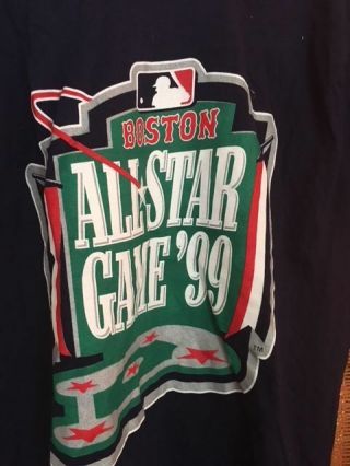 Vtg Boston Red Sox 1999 All Star Game L 45 " Chest Navy Mlb Tee Shirt Euc