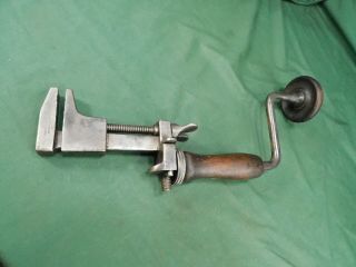 Vintage Adj Wrench Brace Handle By Lowentraut Newark Nj - Pat 