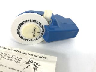 Vintage Dymo Blue Mini Label Maker With Instruction Sheet Cloth Marking