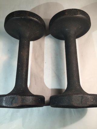 2 Antique 7.  5 Lb Dumbbells (stamped 7) Vintage Barbells Weights Home Gym