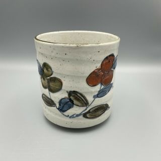 Vintage Hand Painted Japan Otagiri Speckled Stoneware Floral Flower Planter