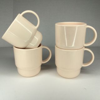 Vintage Tupperware Coffee Tea Mug Set 4 Stackable Light Pink Plastic