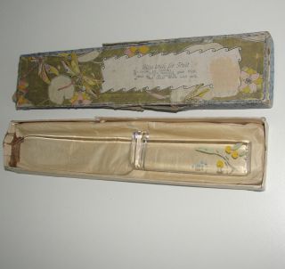 Rare Antique Glass Knife For Fruits Cakes Craft Depression Era W/ Box