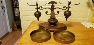 Antique Balance Scale Wood And Brass Late 1800 To Early 1900 