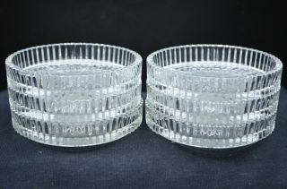 6 Vintage Clear Glass Molded " Star Design " 3 1/2 " Diameter Beverage Coasters