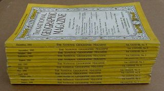 Vintage 1945 Full Year 12 National Geographic Magazines - Wartime