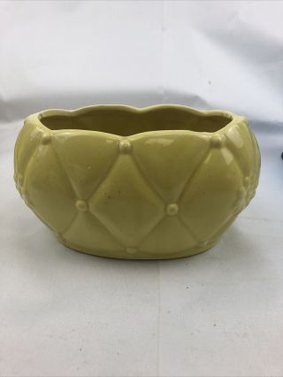 Vintage Pottery Usa 203 Oval Quilted Yellow Planter Brush Shawnee Mccoy