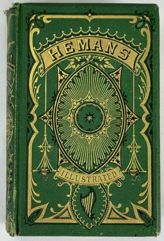 1800s Poems By Mrs.  Hemans Rare Antique Vintage Hc Book Routledge Victorian Poem