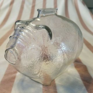 Vintage Anchor Hocking Glass Piggy Bank Top Coin Slot Usa Made Save Money