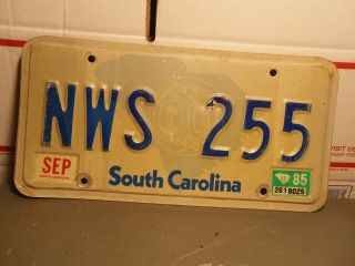 1985 South Carolina License Plate Sc Nws 255