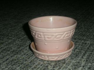 Vintage Mccoy Usa Pink Flower Pot With Saucer 3 " X 4 " Euc