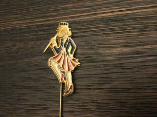 Vintage Estate Red White Blue Lady Marching Usa Parade 4th Of July Stick Pin