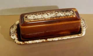 Vintage Hull Pottery Brown Drip Glazed Butter Dish Usa Oven Proof