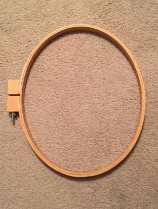 Vintage Oval Embroidery Hoop Wooden 12 " X 15 " Cross Stitch Quilting Sturdy Wood